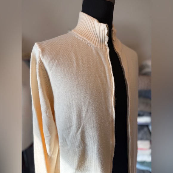 Zanetti Sport Men’s Zip-Up Cardigan. Cream, L. Merino Wool. Made in Italy 🇮🇹 - Picture 7 of 11